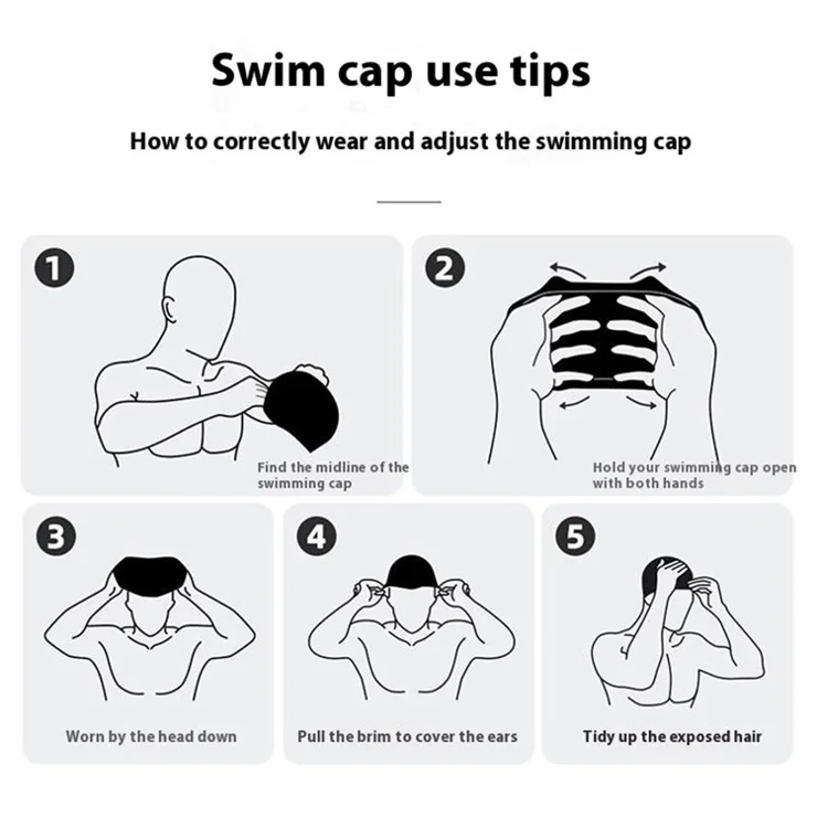 WAVE SC-4617 Professional Ear Protection Swimming Cap Solid Color Silicone Swim Hat for Men Women - Sapphire