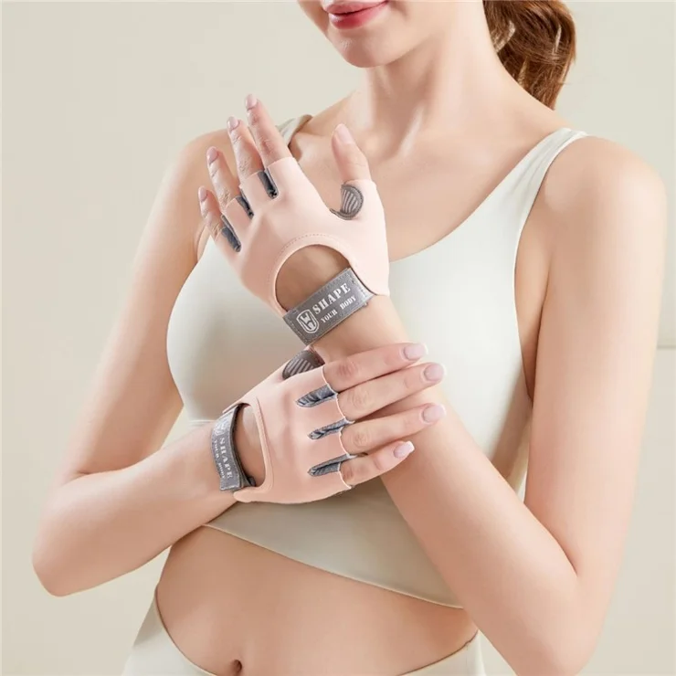 WOSWEIR HA0236 1 Pair Half Finger Sports Fitness Gloves Silicone Shock Absorption Hand Protection Gloves - Grey L
