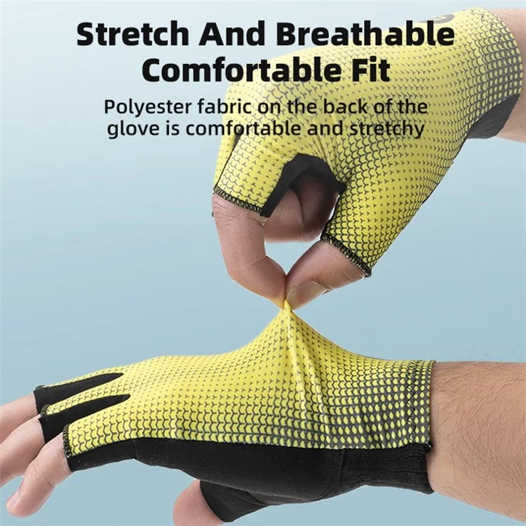 ROCKBROS 1 Pair Bike Cycling Half Finger Gloves Unisex Anti-skid Breathable Bicycle Gloves - M