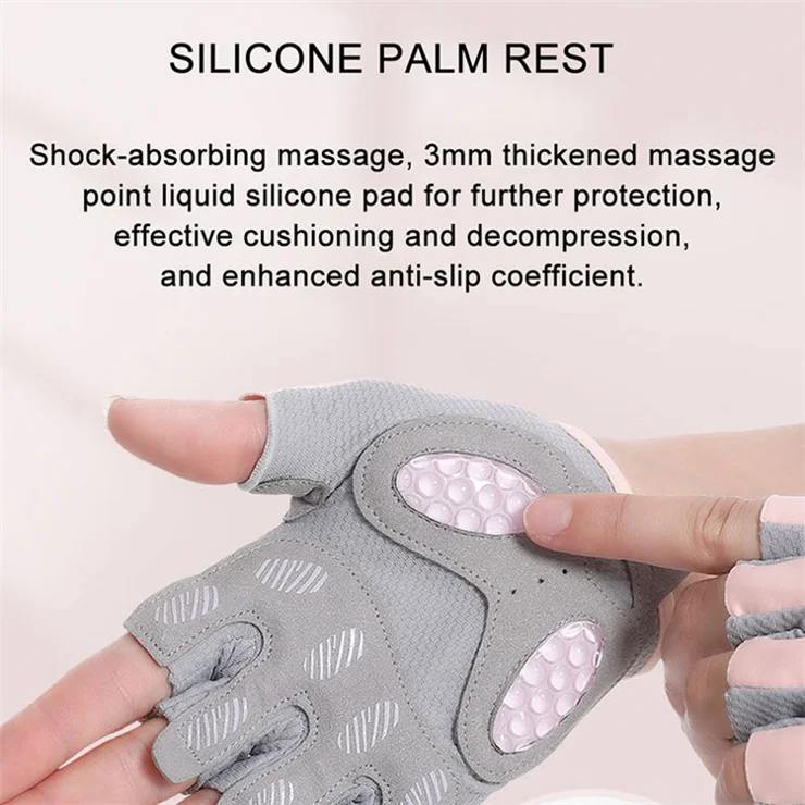 AOLIKES HS-121 1 Pair Breathable Workout Gloves Liquid Silicone Pad Palm Protection Gym Gloves Non-slip Grip Weight Lifting Half Finger Gloves - Black / S