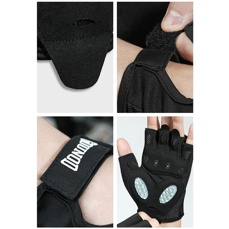 GOUNOD GL069 Shock Absorbing Cycling Gloves for Outdoor Sports Open Back Half Finger Mittens - Black / M