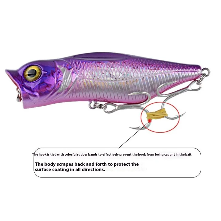 G52F 12cm 31.09 g Artificial Plastic Popper Bait 3D Eyes Laser Fishing Lure  with Hook - Style 5