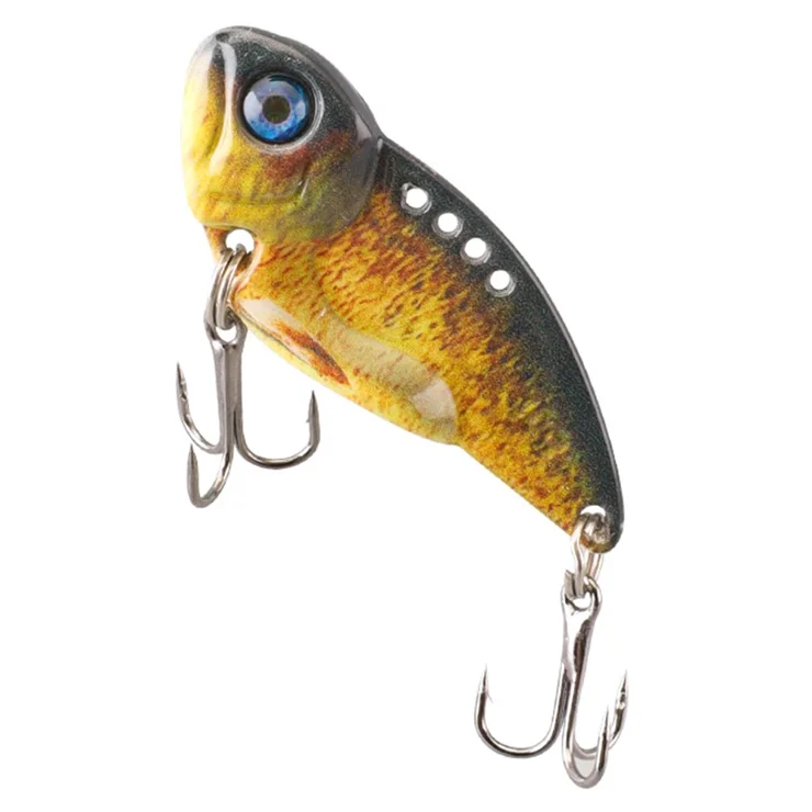 brown fish lure eyes 5.2cm 20g 3D VIB Fishing Lure Lifelike Fish Eyes Vibrating Metal Hard Bait  with Treble Hooks