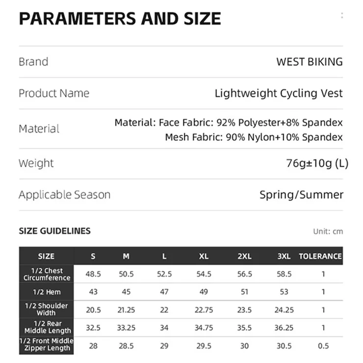 WEST BIKING YP0206171 Unisex Cycling Zipper Vest Windproof Breathable Sleeveless Top - Green XXXL