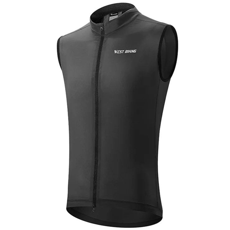 WEST BIKING YP0206171 Unisex Cycling Zipper Vest Windproof Breathable Sleeveless Top - Black XXXL