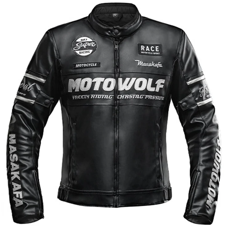 MOTOWOLF JM1 Thermal Leather Motorcycle Jacket Winter Windproof