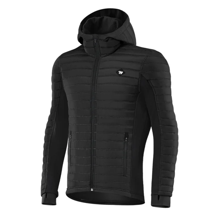 WEST BIKING YP0202335 Autumn Winter Keep Warm Windproof Cycling Coat High Collar Hood Jacket - Black / 3XL