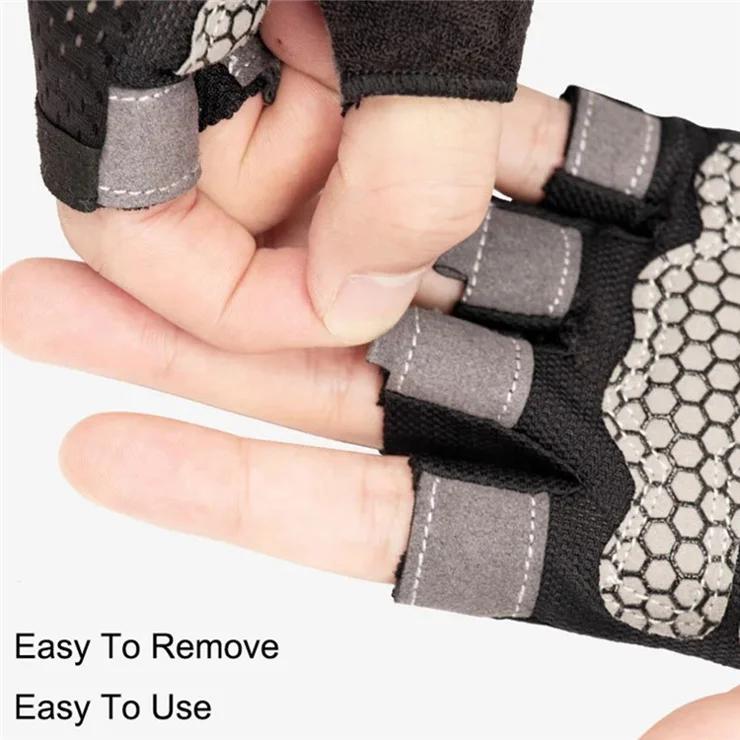 1 Pair Breathable Half Finger Fitness Gloves Anti-Slip Cycling Gloves with Extended Wrist Guard - Black / L