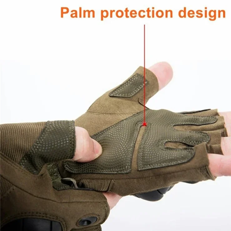 Protective Gloves for Tactical Training Outdoor Sports Anti Slip Soft Shell Touchscreen Compatible Half Finger Gloves - Black / L