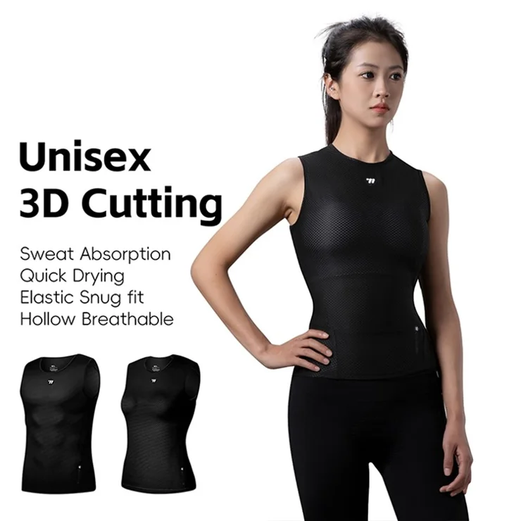 WEST BIKING YP0209024 Bike Cycling Moisture Wicking Vest Unisex Breathable Sleeveless Undershirt - Black XL / XXL