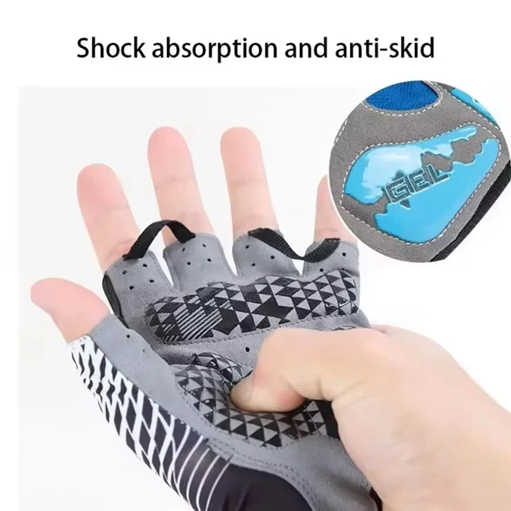 D122 1Pair Cycling Gloves Summer Half Finger Breathable Anti Slip Gloves Sun Protection for Outdoor Biking / Fishing / Size L - Grey
