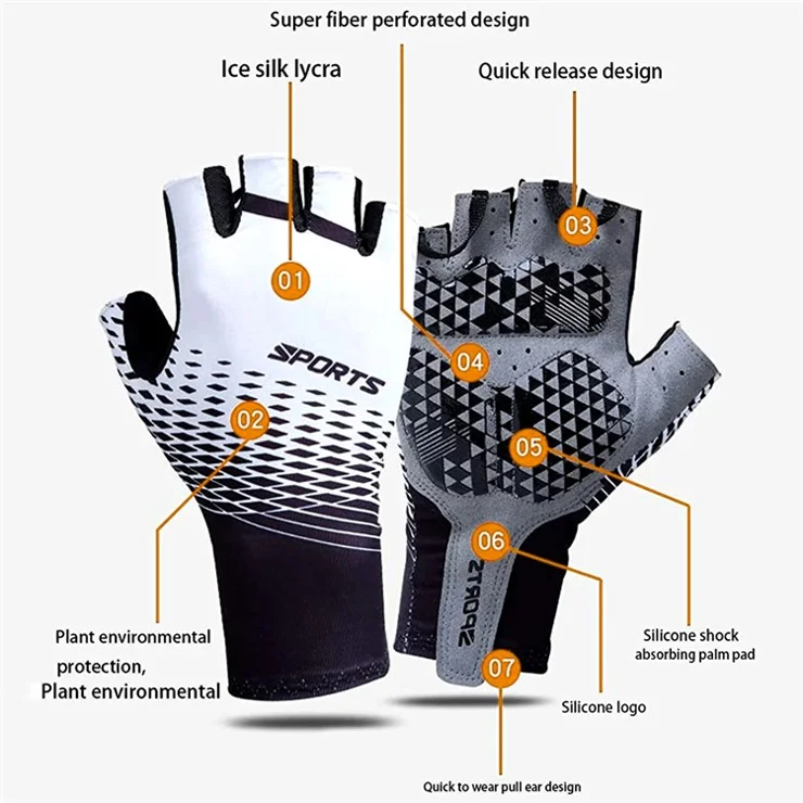 D122 1 Pair XXL Size Cycling Gloves Summer Half Finger Breathable Anti Slip Sun Protection Gloves - Red