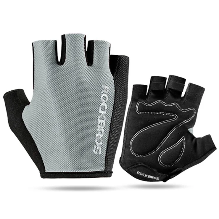 ROCKBROS Half-finger Protection Gloves Outdoor Sports Cycling Non-slip Shockproof Gloves - Grey/L