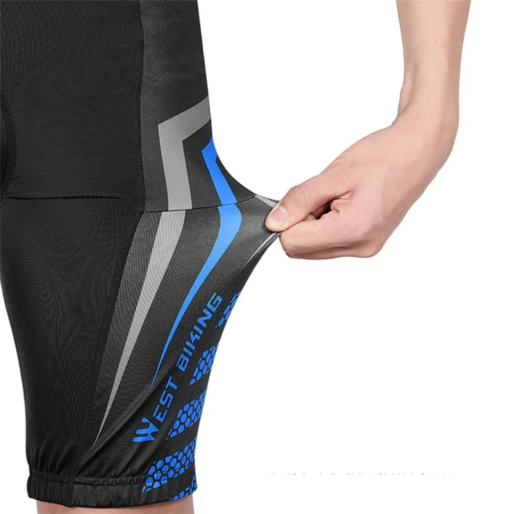 WEST BIKING Men's Cycling Shorts Thickened Shockproof 3D Pad MTB Road Bike Team Tights Summer Breathable Underwear Shorts - Black/Blue M