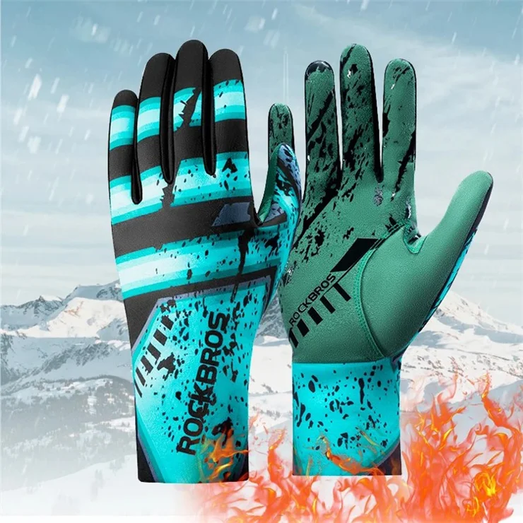 ROCKBROS S341 1 Pair Winter Bicycle Gloves Full Finger Thermal Warm Cycling Gloves - M