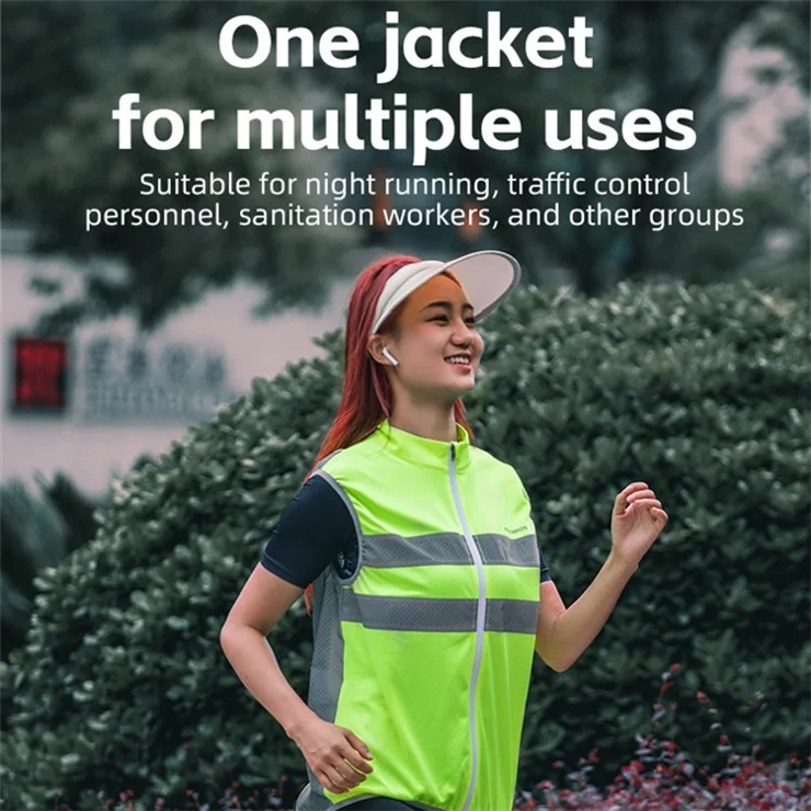 ROCKBROS YPW054 Reflective Vest Polyester Night Safety Jacket for Outdoor Cycling Running - L