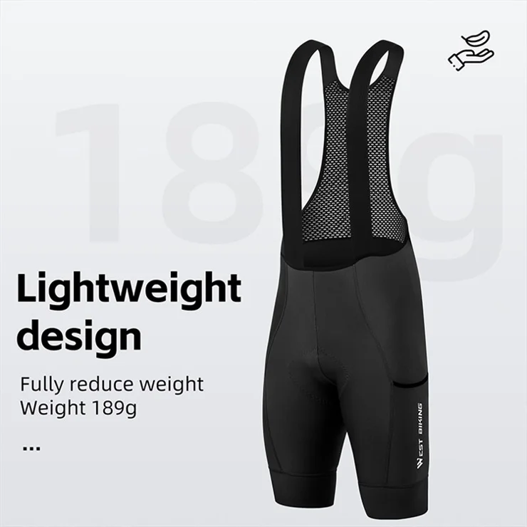 WEST BIKING YP0210012 Summer Cycling Bib Shorts Breathable Bike Riding Cloth for Men - Black / M
