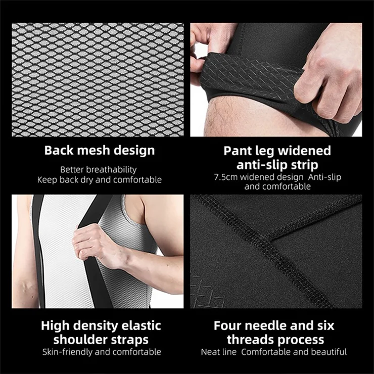 WEST BIKING YP0210012 Summer Cycling Bib Shorts Breathable Bike Riding Cloth for Men - Black / 3XL