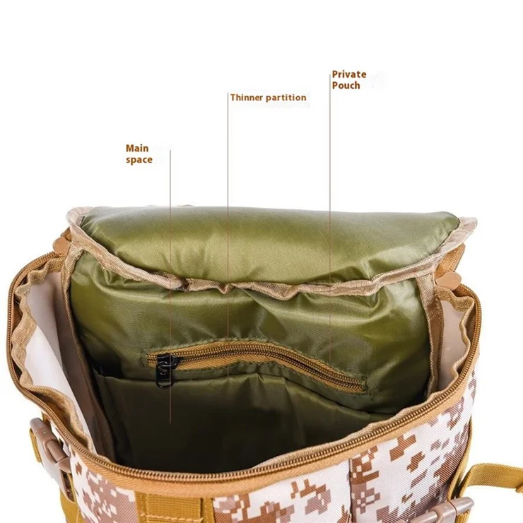 LEO 28085-B Cylindrical Fishing Rod Storage Bag 1000D Polyester Fishing Equipment Backpack - Desert Camouflage