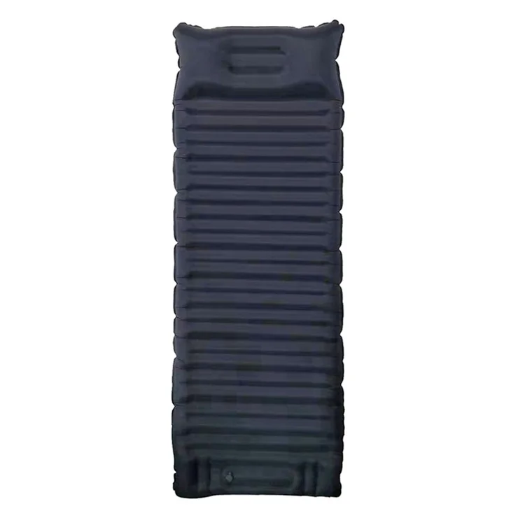 YH-19091 Foot Pump Inflatable Air Mattress Outdoor Sleeping Pad for Camping Hiking, Single Person with Pillow - Army Green