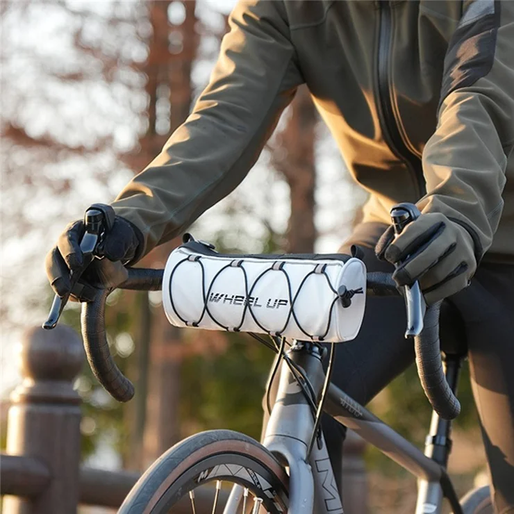 WHEEL UP D31 Cylinder Shape 1.1L Bike Handlebar Bag Bicycle Front Tube Bag Cycling Pouch - White