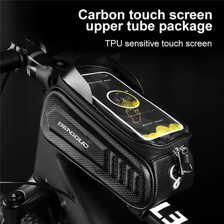 BENGGUO BG-0828 Waterproof Touch Screen Bicycle Bag EVA Hard Shell Cycling Top Tube Frame Bag - Style A