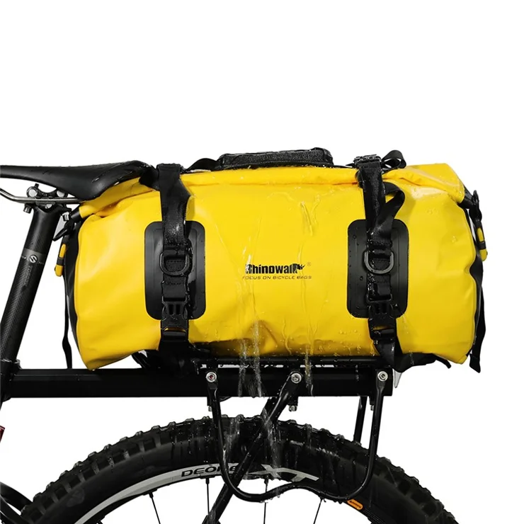 RHINOWALK 20L Waterproof PVC Bike Rear Seat Bag Large Travel Handbag Gym Bag - Yellow