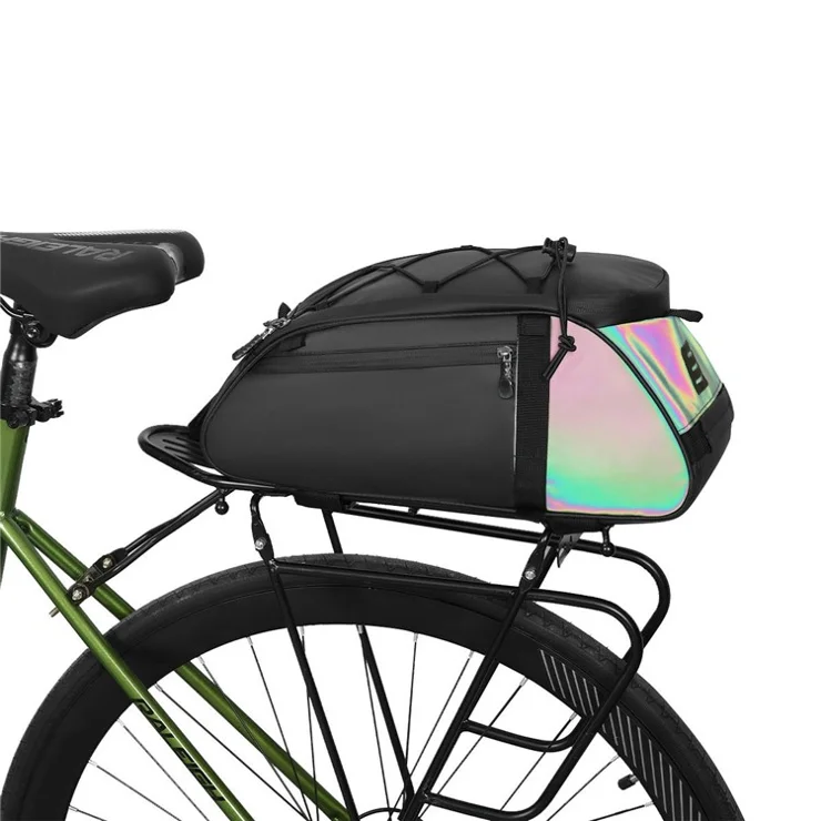 YA594 Polyester+PU Leather Bicycle Rear Rack Storage Bag Waterproof Bike Tail Pack - Black+Colorful