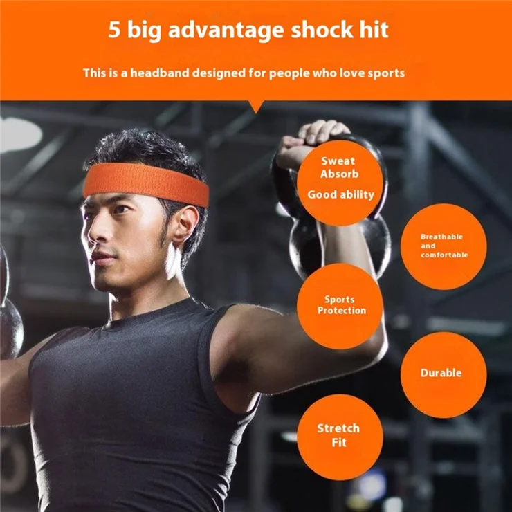 TD012 Sports Headband Sweat Wicking Moisture Absorbing Cycling Running Fitness Hair Band - White