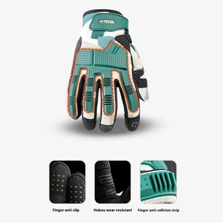 VILICO A0089 1 Pair Full Finger Bike Gloves Touch Screen Shock-Absorbed Padded Hand Gloves - Black / XL