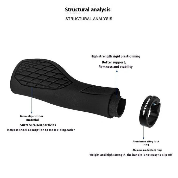 RIDERACE RR9328 Soft Rubber 22.2mm Bicycle Handlebar Grip Lock-on MTB Non-slip Handle Cover - Lake Blue