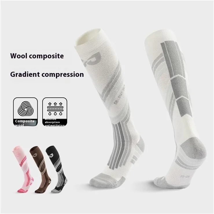 GOLOVEJOY DWZ10 Shock Absorption Autumn Winter Sports Socks High Tube Compression Ski Socks - Grey / Size 40-44