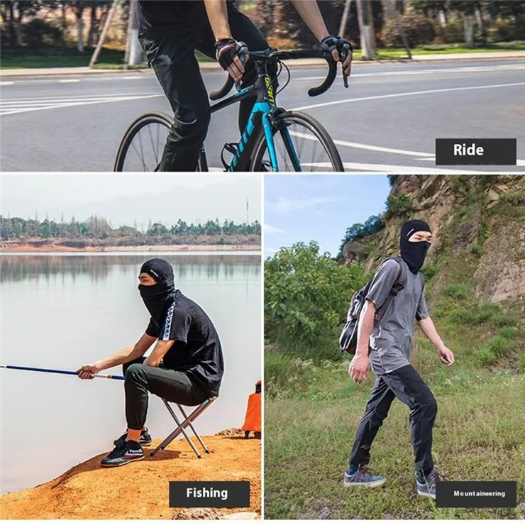 ROCKBROS LF7162 Summer Anti-UV Ice Silk Balaclava Full Face Mask Neck Gaiter for Outdoor Cycling Fishing - Light Grey