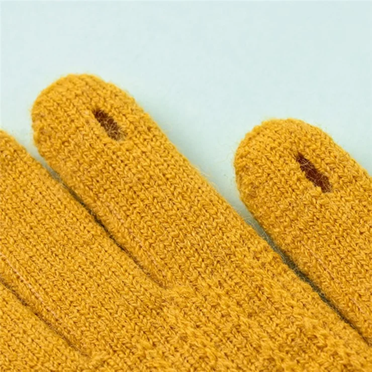 B8871 Candy Color Gloves with Faux Pearl Bow Decor Winter Full Finger Knit Mittens - Green