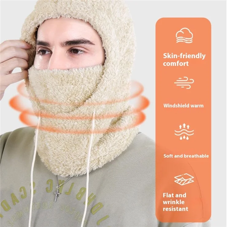 40 x 32cm Winter Neck Gaiter Hood Balaclava Snood with Adjustable Drawstring - Brown