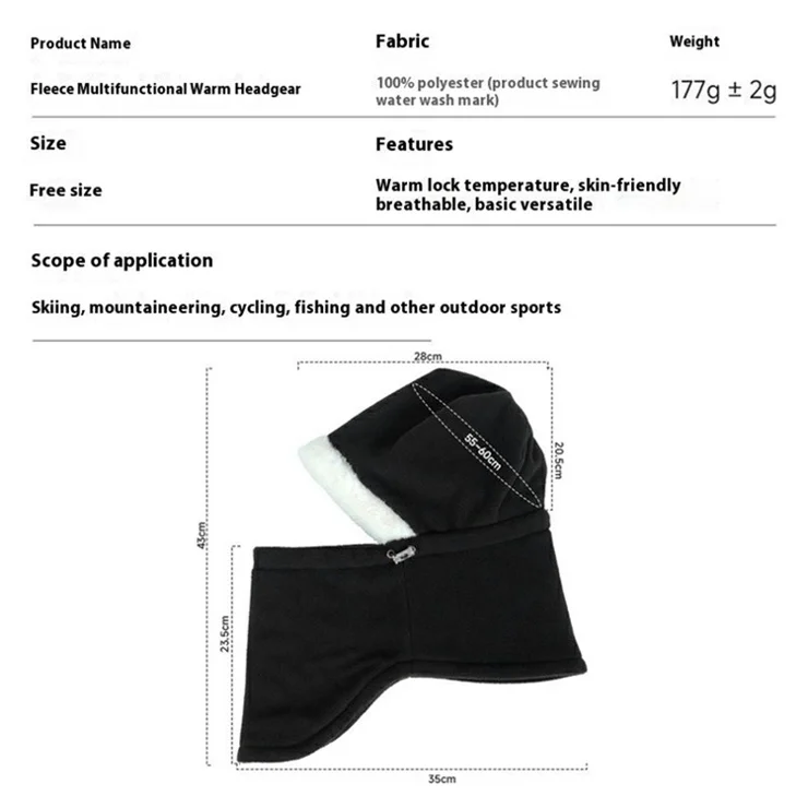 Outdoor Skiing Thermal Windproof Face Mask Winter Polar Fleece Balaclava Snood Neck Gaiter - Indigo