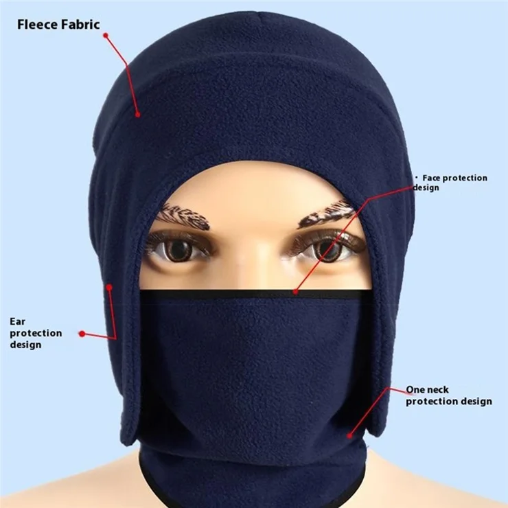 Winter Thermal Face Mask Neck Gaiter Balaclava Cycling Skiing Polar Fleece Windproof Hood - Wine Red