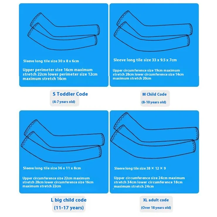 For Kids Age 4-7 Summer Cooling Arm Sleeves UV Protection Ice Silk Outdoor Sports Arm Guards, Size S - MGXT-03
