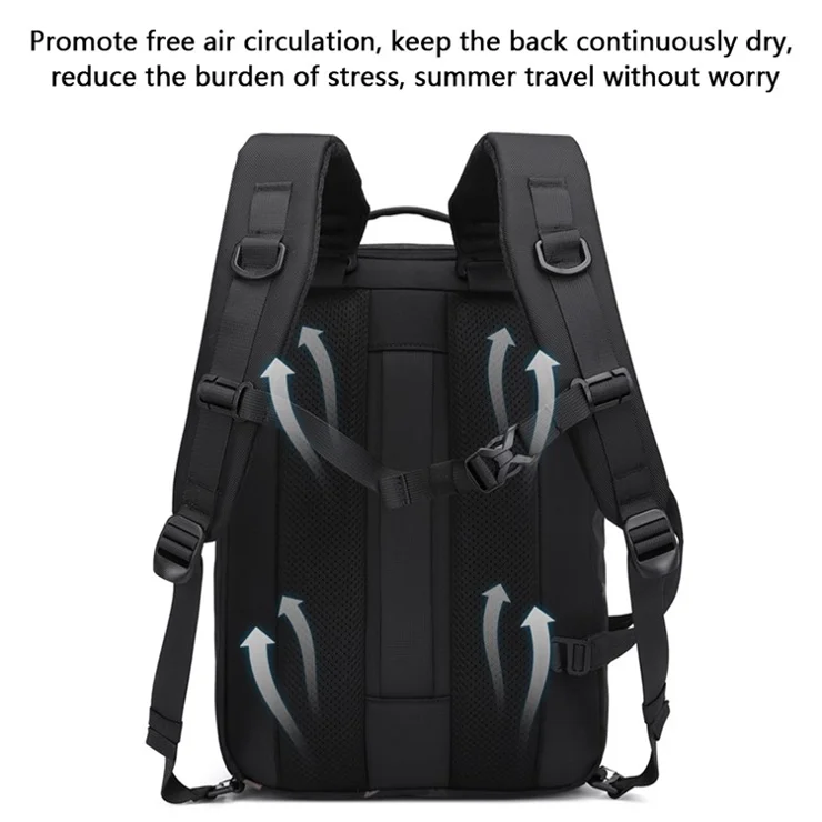 OZUKO 9749 Large Capacity Laptop Backpack Travel Dual Shoulder Crossbody Tote Bag, 28x15x44cm - Grey