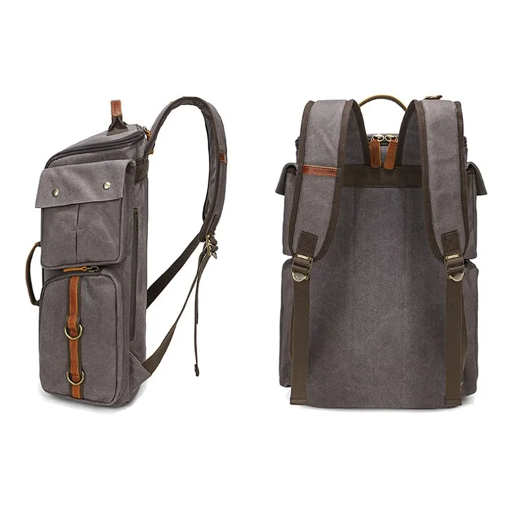 6156 Travel Duffle Bag Handbag Waterproof Canvas Backpack Rucksack for Hiking Camping - Grey