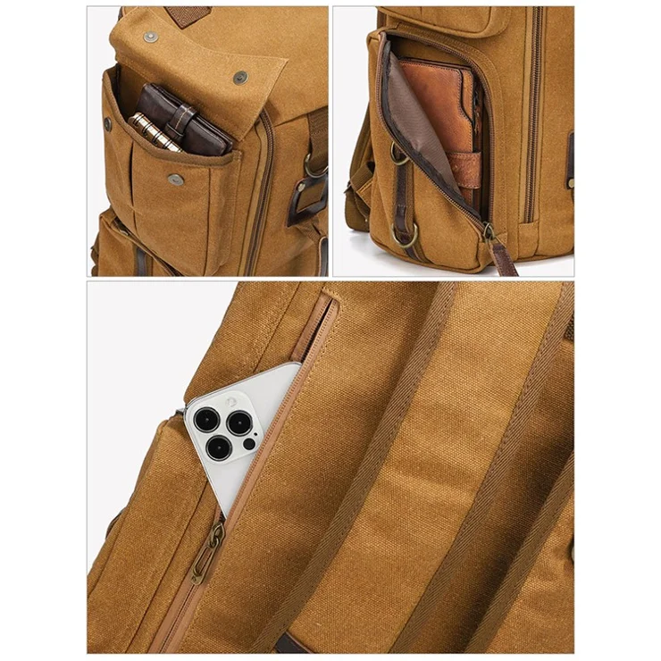 6156 Travel Duffle Bag Handbag Waterproof Canvas Backpack Rucksack for Hiking Camping - Grey