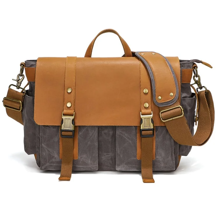 S11 Outdoor Travel Crossbody Bag Retro Canvas Shoulder Bag Daypack Messenger Sling Bag - Grey