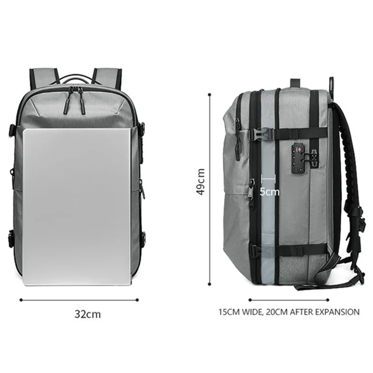 OUTWALK 7705 Compression Travel Backpack Oxford Cloth Men's Laptop Bag Daypack - Dark Grey