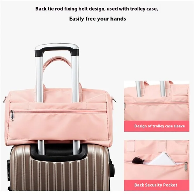 Oxford Cloth Sports Handbag 39x19x21cm Gym Bag Duffle Bag Weekend Overnight Shoulder Crossbody Bag - Black