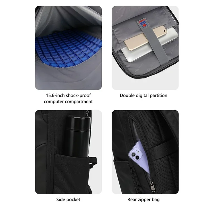 COOLBELL CB-8273 Men Business Travel Backpack Anti-Splash Large Capacity Laptop Dual Shoulder Bag - Grey