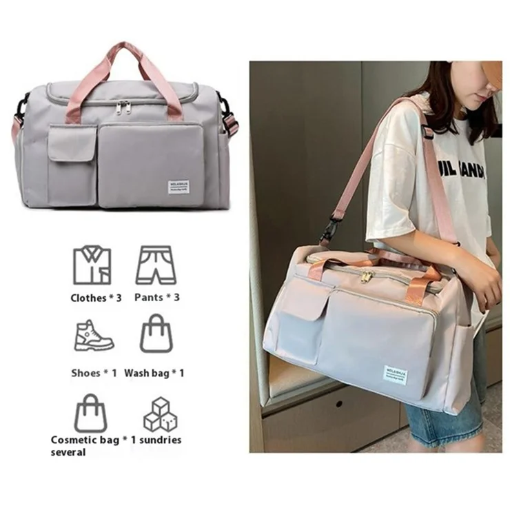 Oxford Cloth Sports Handbag Wet and Dry Separation Pocket Gym Bag Duffle Bag - Haze Blue