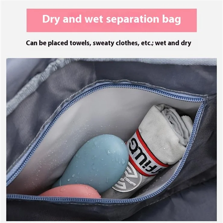 Oxford Cloth Sports Handbag Wet and Dry Separation Pocket Gym Bag Duffle Bag - Haze Blue