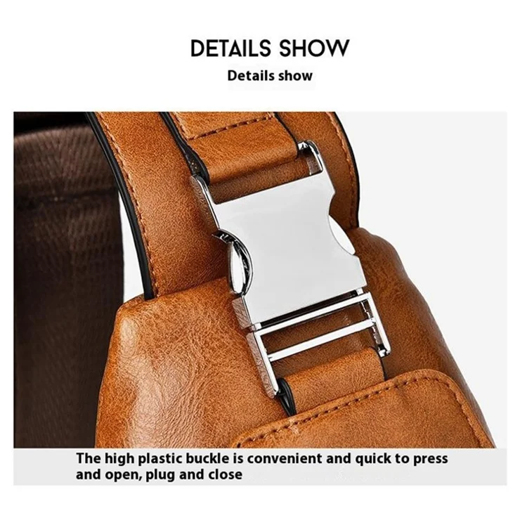 WEIXIER X329 Stylish Men Chest Bag Water Repellent Single Shoulder Crossbody Bag - Dark Brown