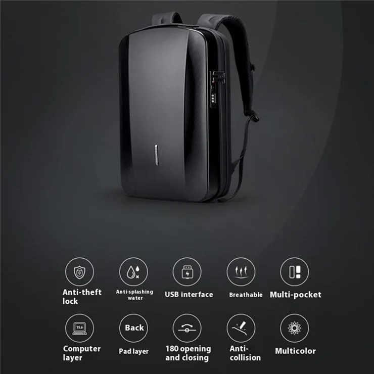 MARK RYDEN MR8918Pro 17.3 inch Laptop Backpack Hardshell Travel Backpack with Anti-Theft Lock - White