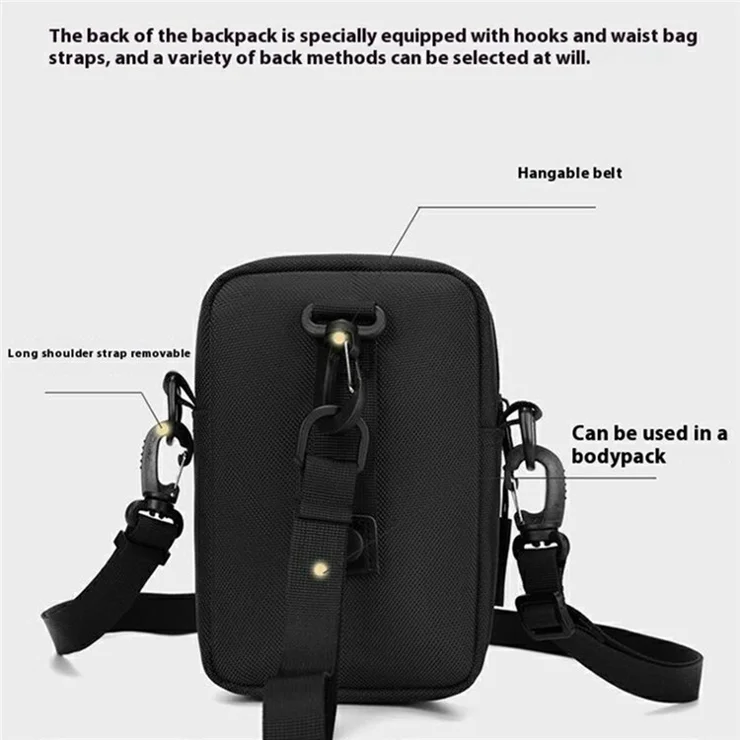 WEPOWER 2151 Casual Crossbody Bag Nylon Waist Pack Lightweight Phone Pouch Single Shoulder Bag - Black